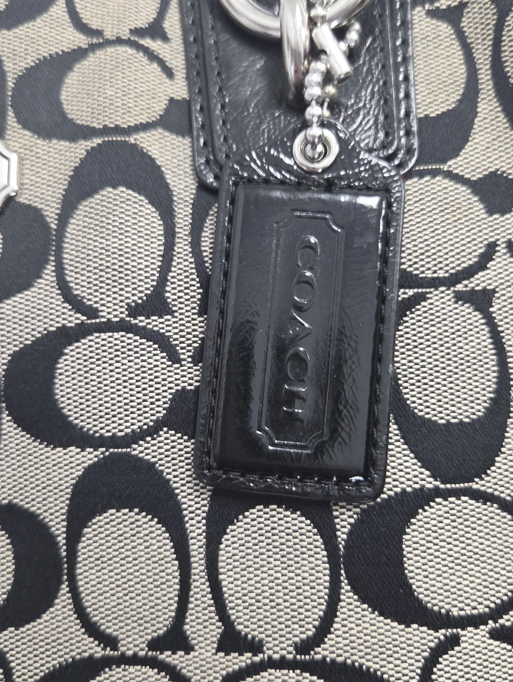 Coach F19388 Gallery Signature Zip Tote Black Black & Gray - Picture 4 of 15
